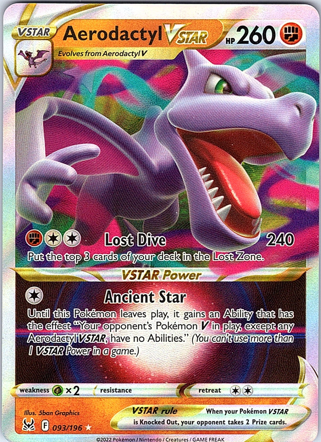 Aerodactyl VSTAR Ultra Rare SWSH11: Lost Origin 093/196 NM