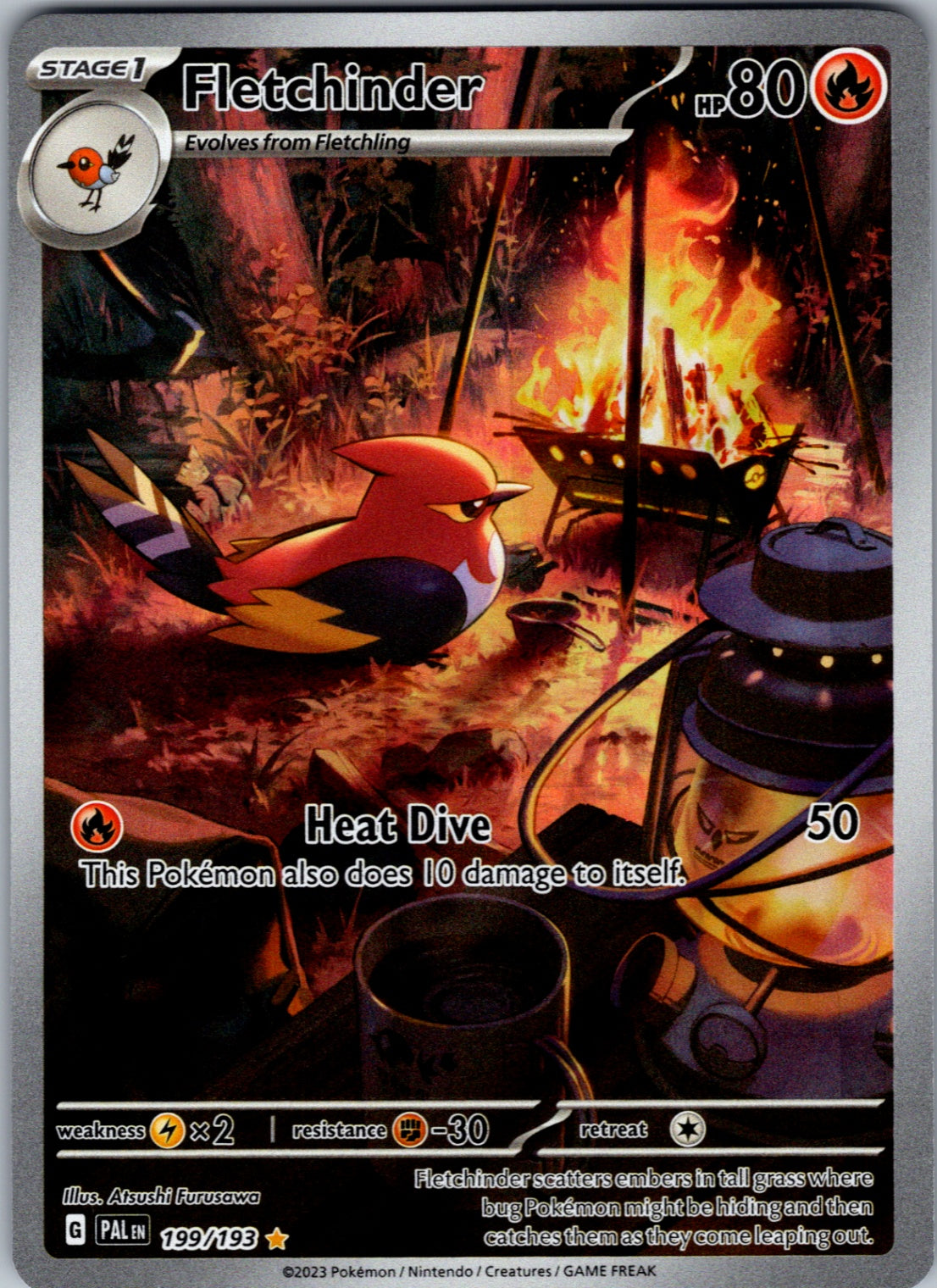 Fletchinder Illustration Rare SV02: Paldea Evolved 199/193 NM