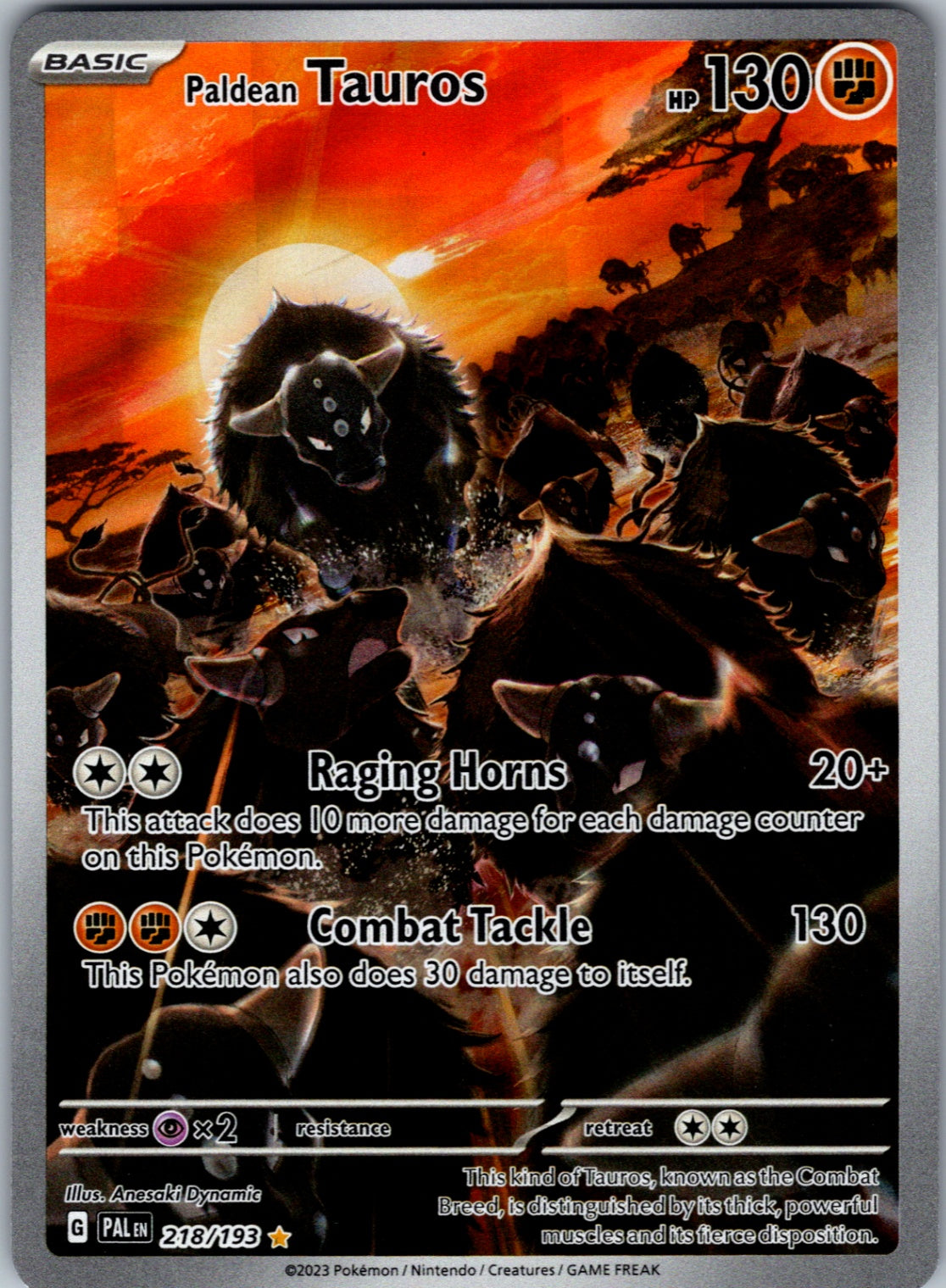 Paldean Tauros Illustration Rare SV02: Paldea Evolved 218/193 NM