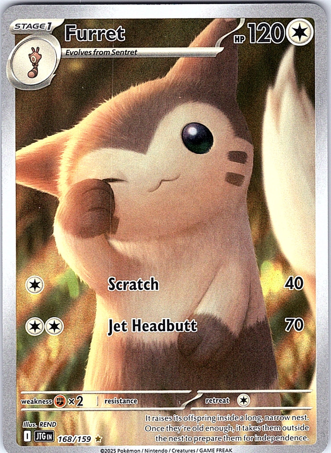 Furret Illustration Rare SV09: Journey Together 168/159 NM