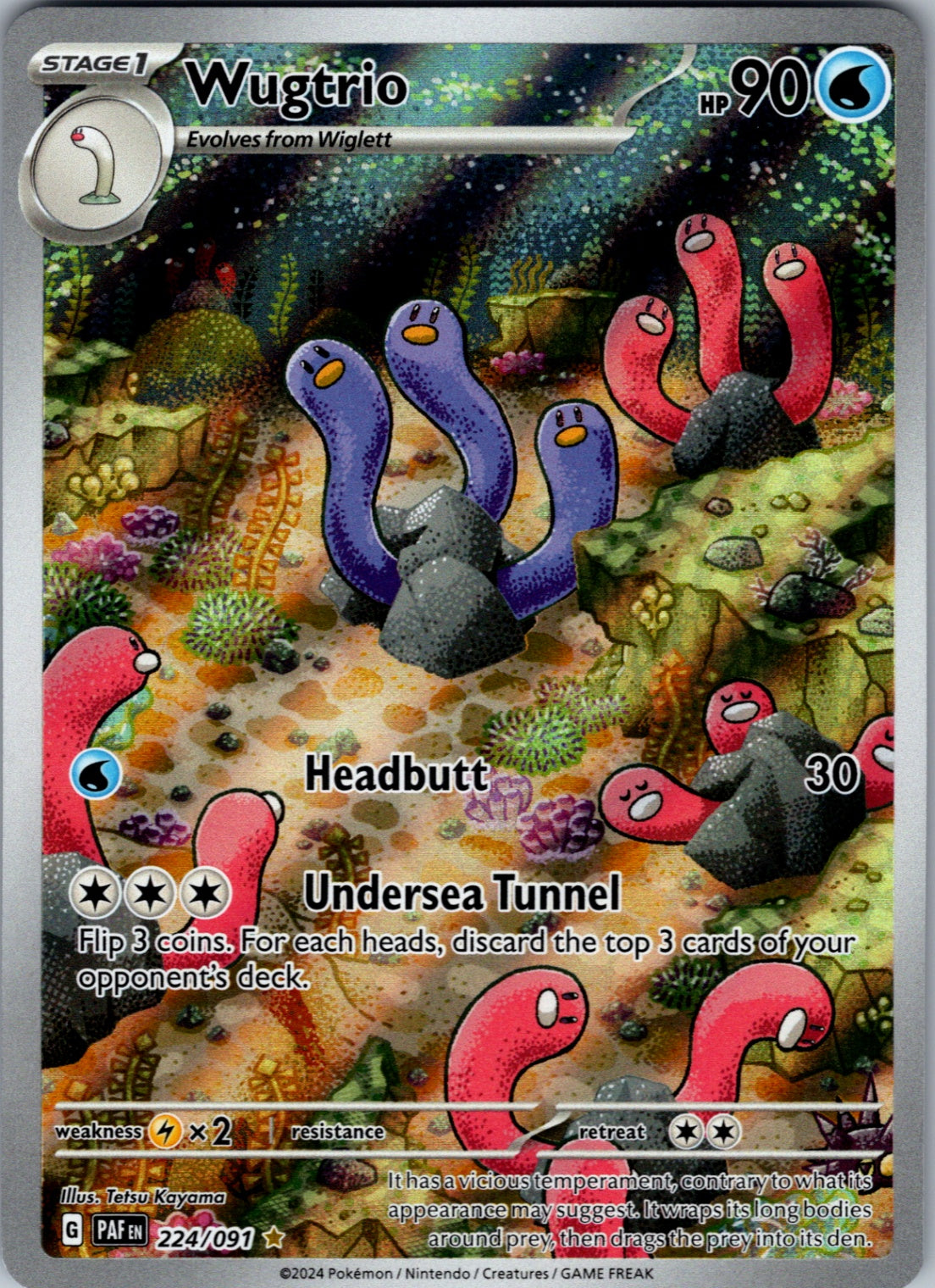 Wugtrio Illustration Rare SV: Paldean Fates 224/091 NM
