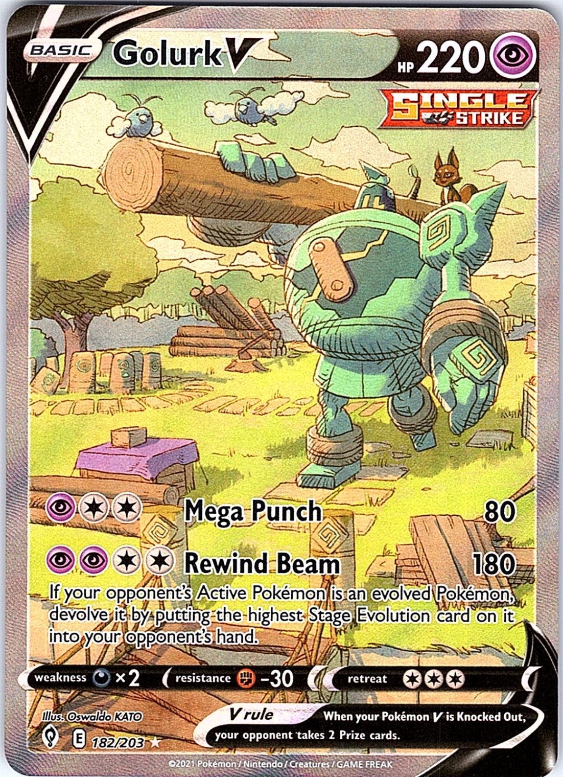 Golurk V (Alternate Full Art) Ultra Rare SWSH07: Evolving Skies 182/203 NM