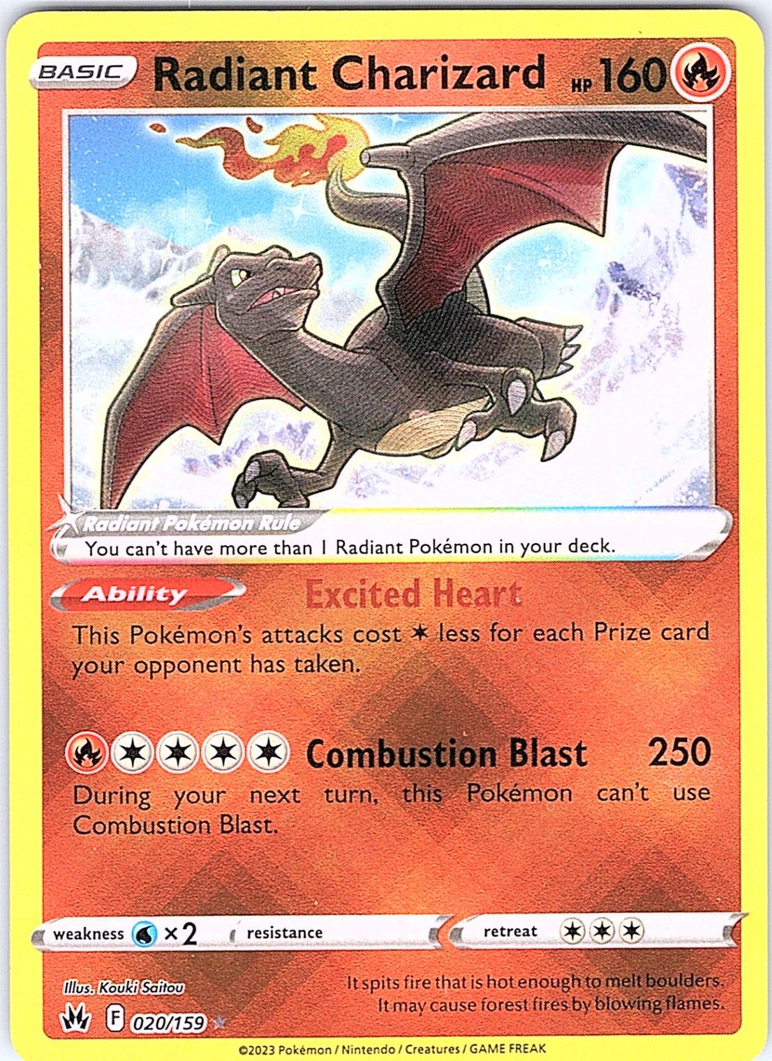 Radiant Charizard Radiant Rare Crown Zenith 020/159 NM