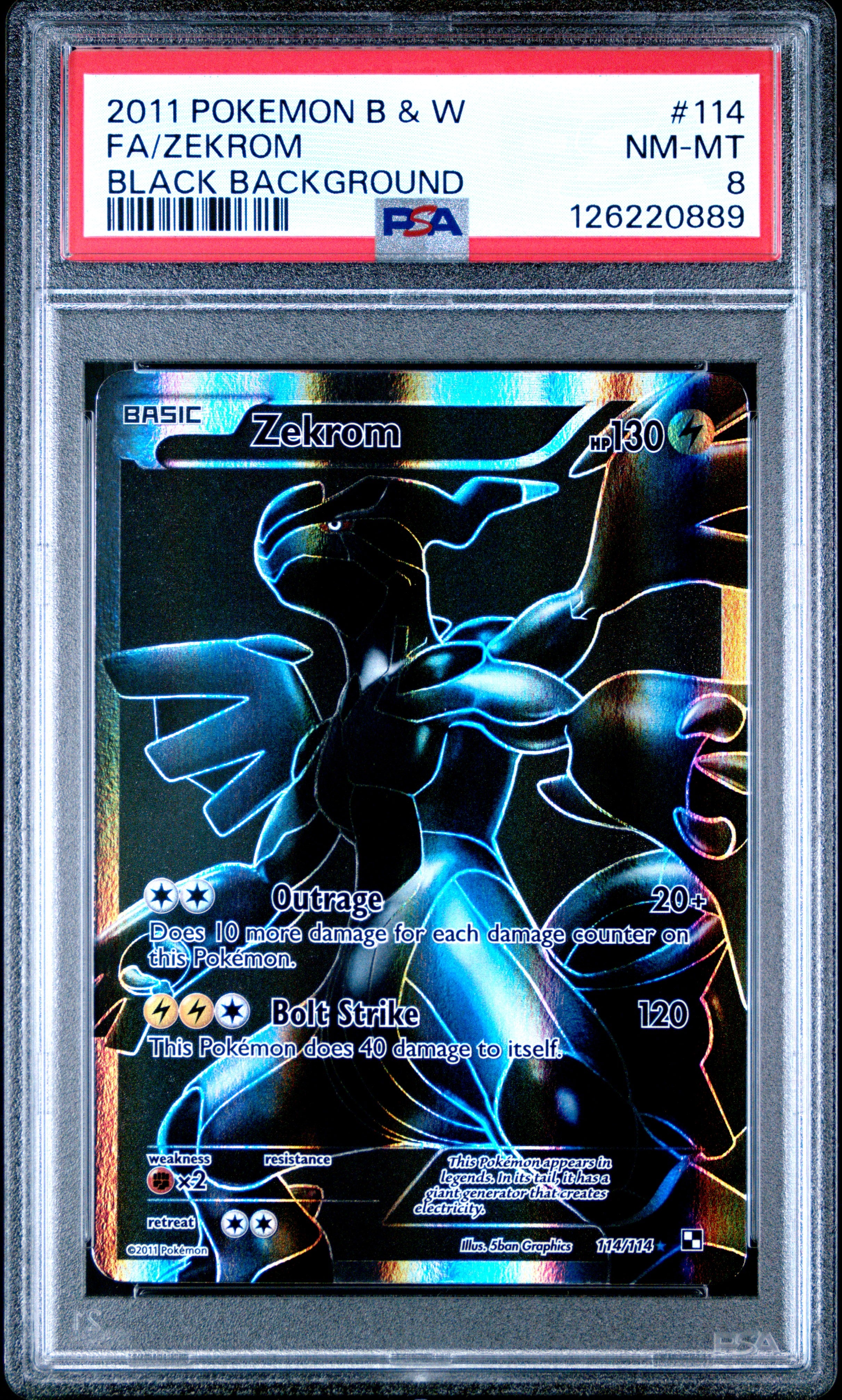 Fa/Zekrom Black Background Pokemon Black & White 114 PSA 8