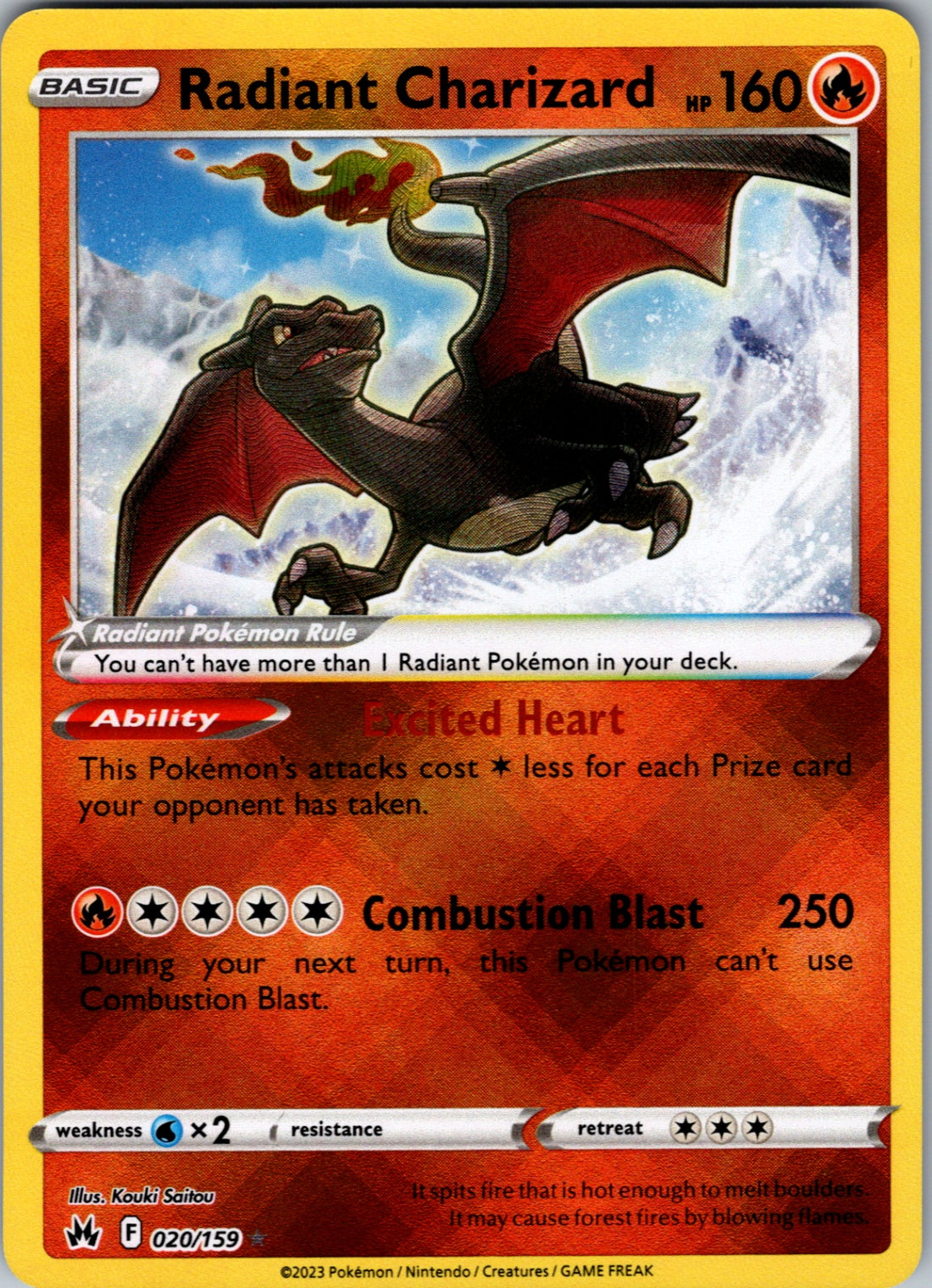 Radiant Charizard Radiant Rare Crown Zenith 020/159 NM
