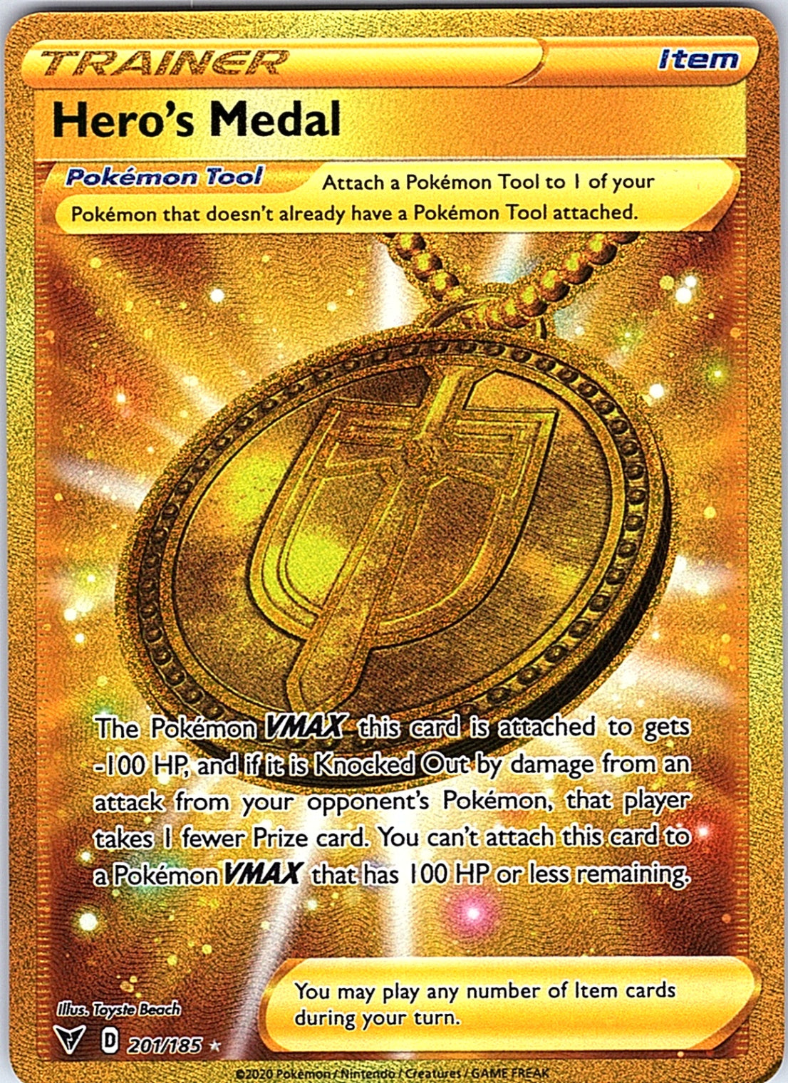 Hero's Medal (Secret) Secret Rare SWSH04: Vivid Voltage 201/185 NM