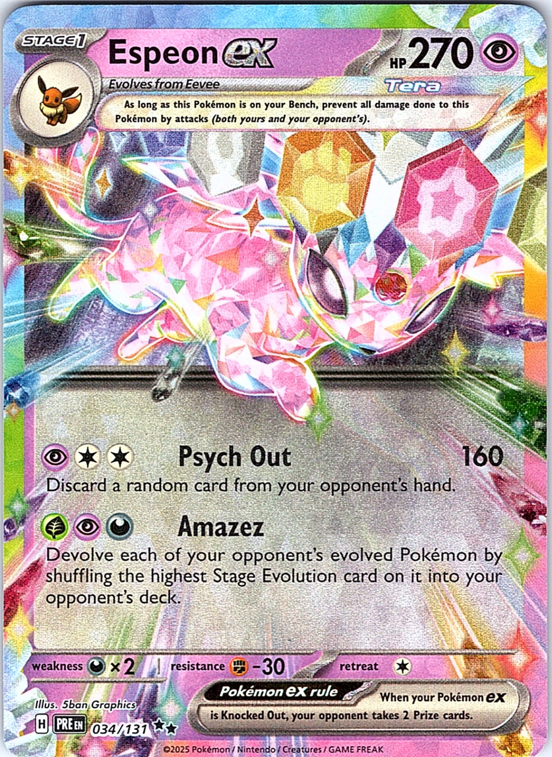 Espeon ex Double Rare SV: Prismatic Evolutions 034/131 NM