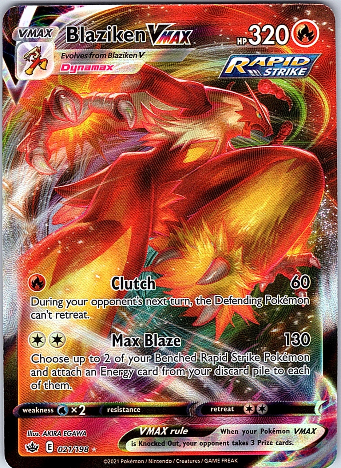 Blaziken VMAX Ultra Rare SWSH06: Chilling Reign 021/198 NM