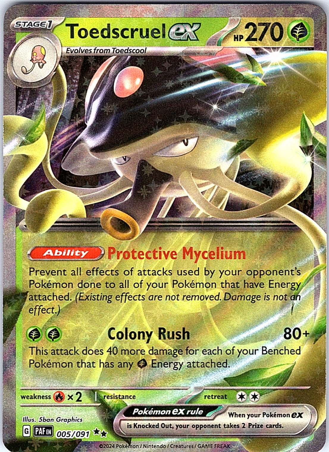 Toedscruel ex Double Rare SV: Paldean Fates 005/091 NM