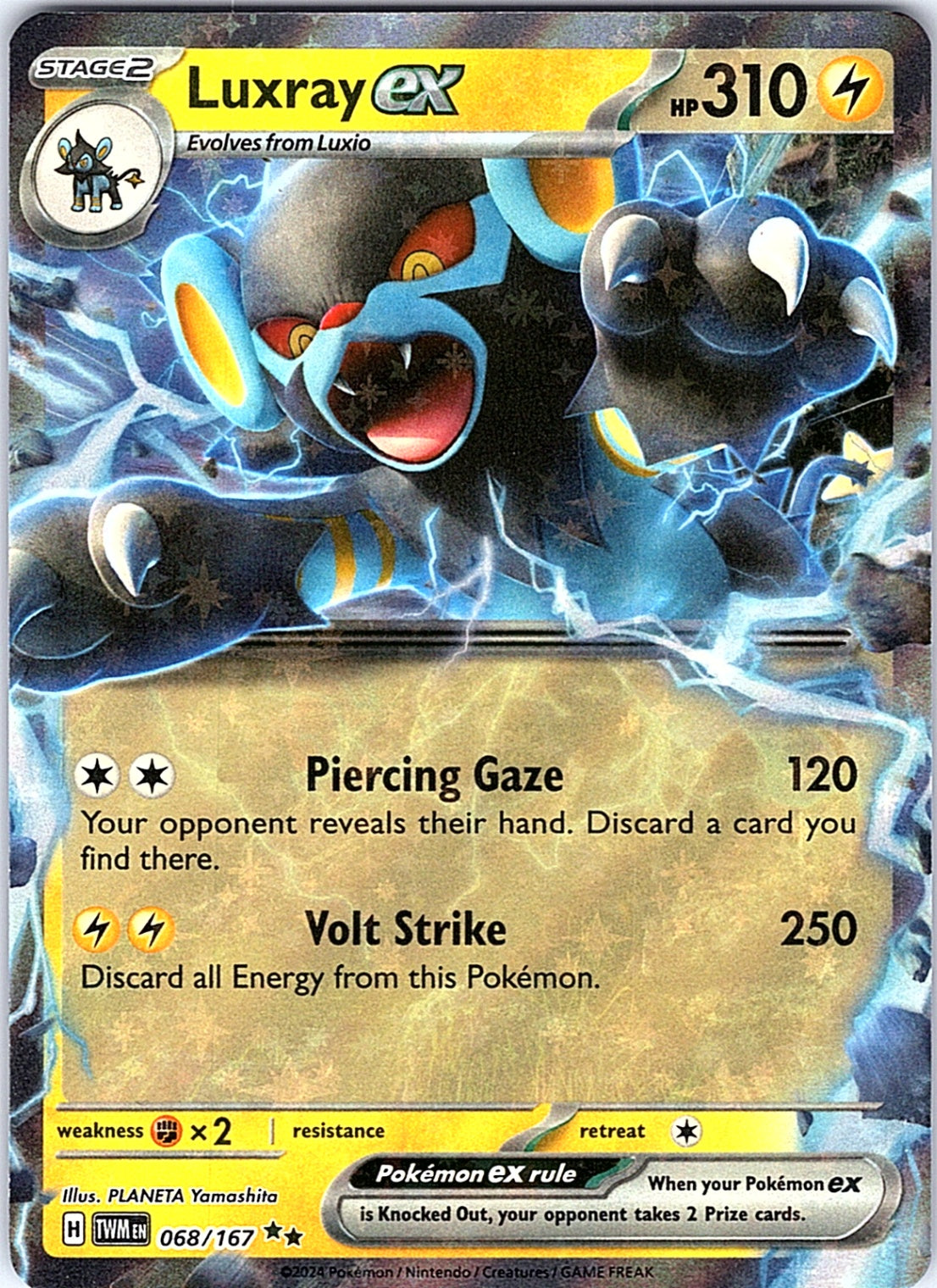 Luxray ex Double Rare SV06: Twilight Masquerade 068/167 NM