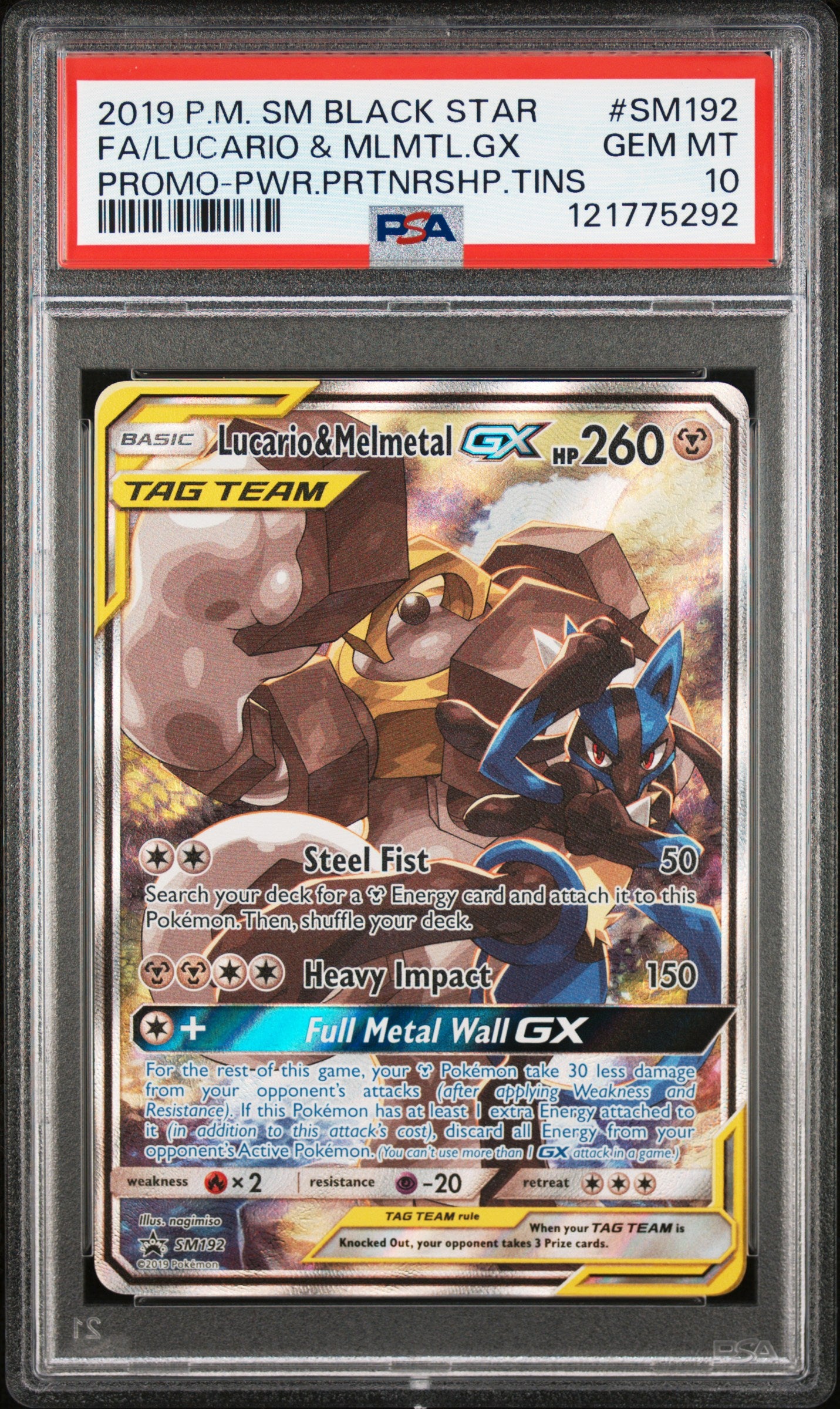 Lucario & Melmetal GX SM192 PSA 10