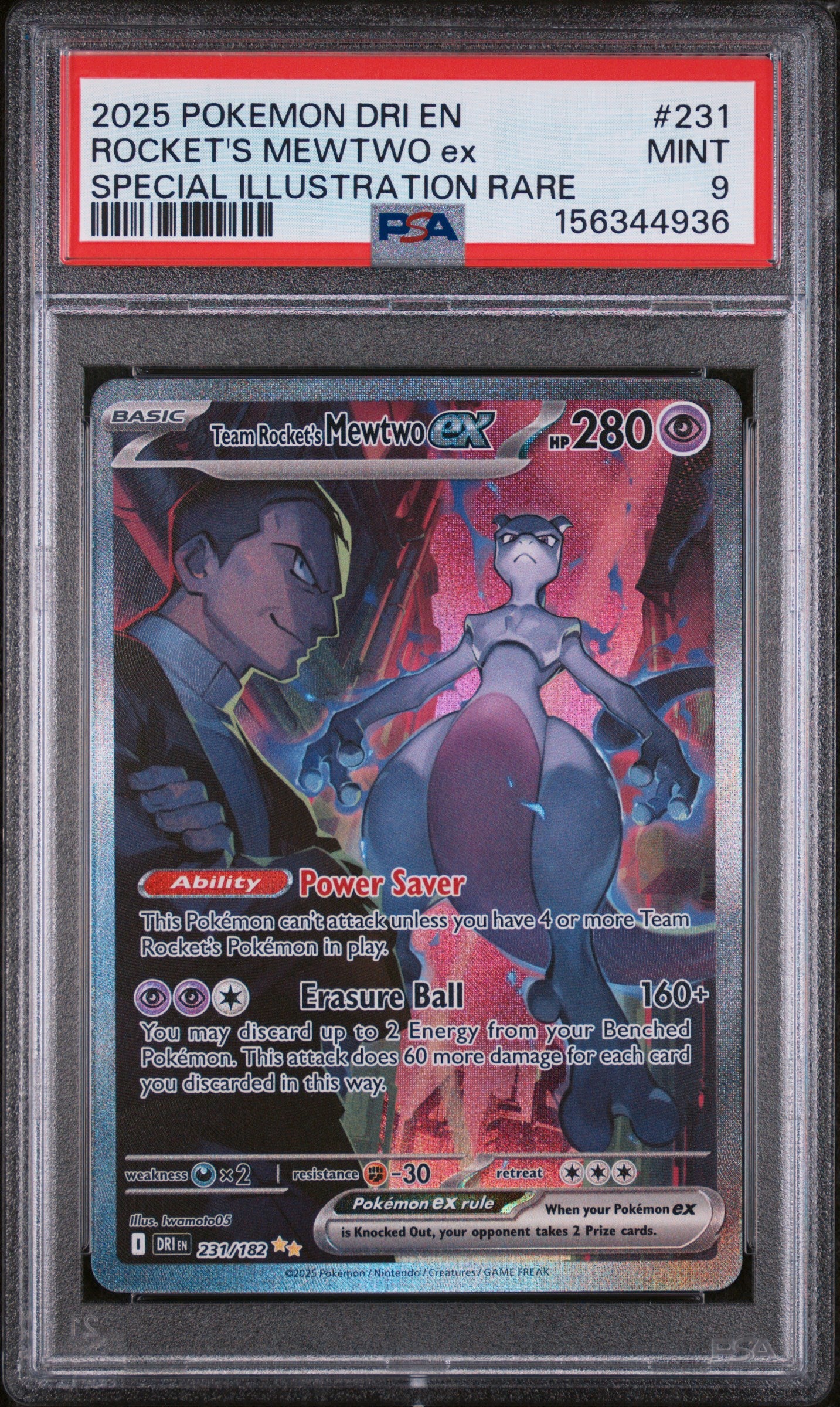 Team Rocket's Mewtwo ex Special Illustration Rare 231/182 PSA 9