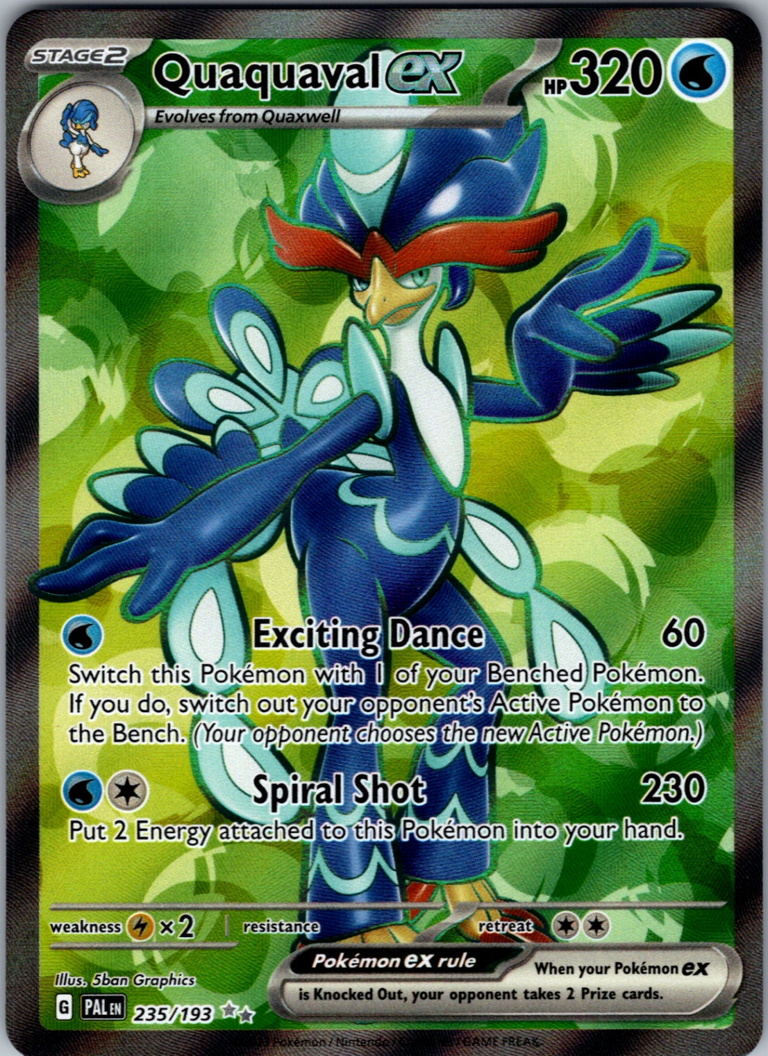 Quaquaval ex Ultra Rare SV02: Paldea Evolved 235/193 NM