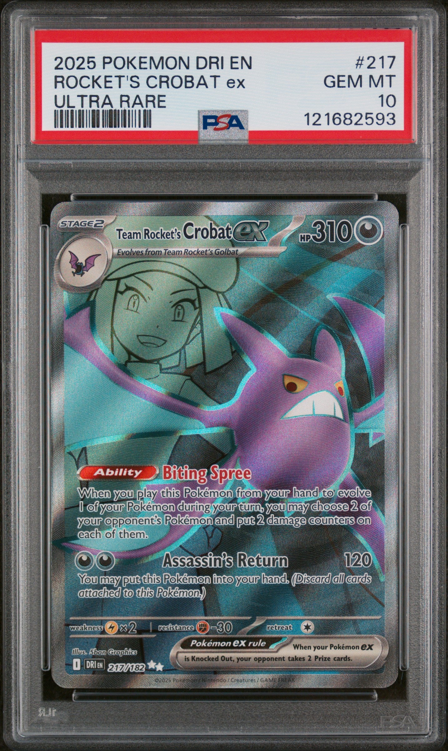 Rocket'S Crobat Ex Ultra Rare Pokemon Dri En-Destined Rivals 217  PSA 10