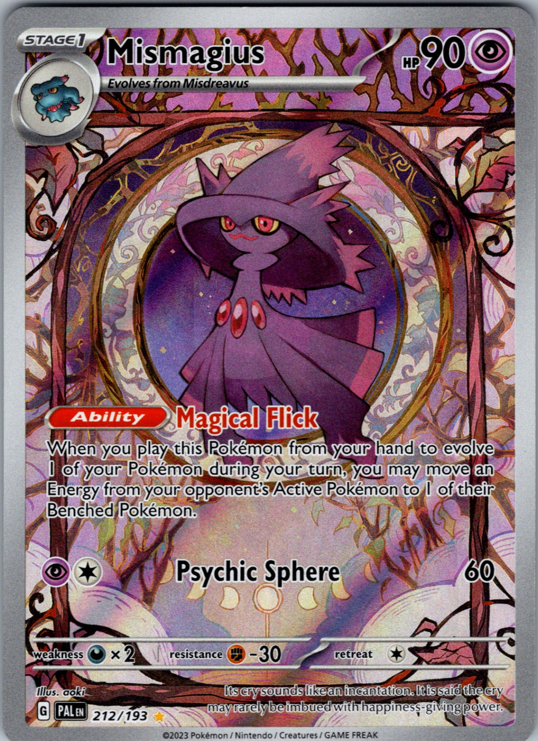 Mismagius Illustration Rare SV02: Paldea Evolved 212/193 NM