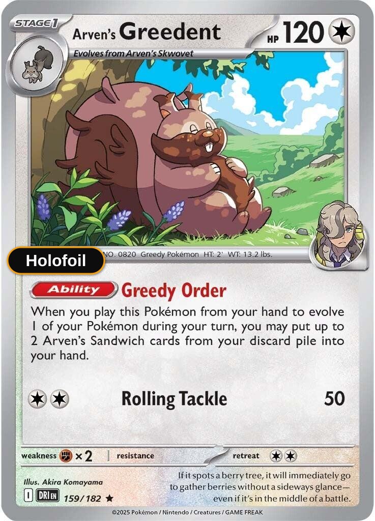 Arven's Greedent - 159/182 SV10: Destined Rivals - Holofoil