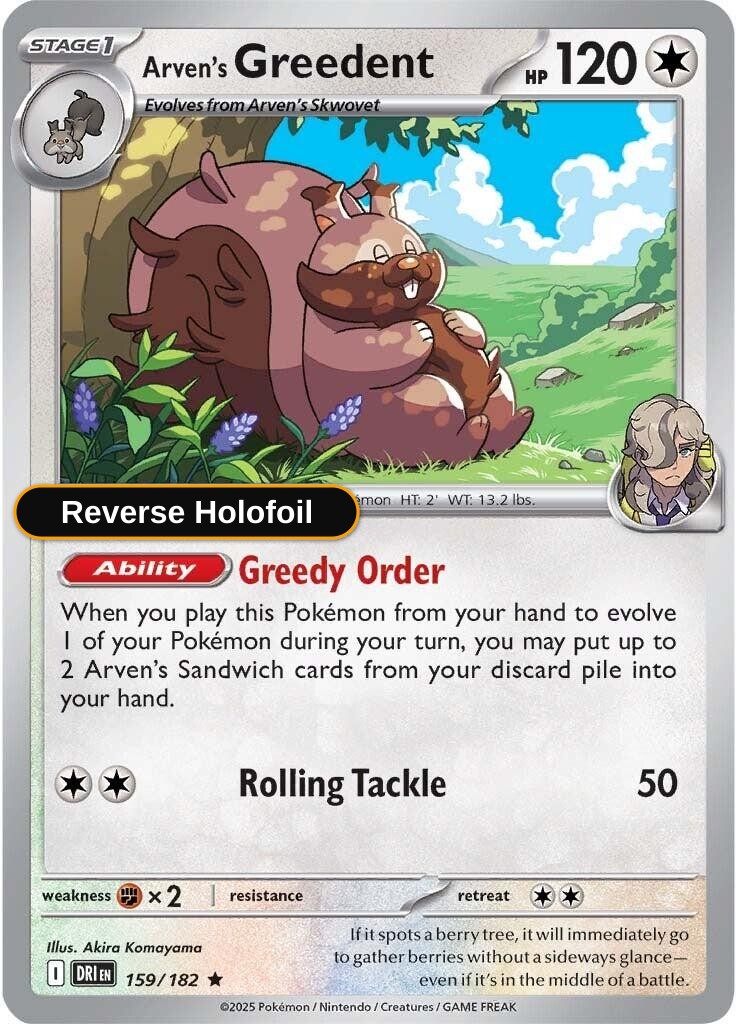 Arven's Greedent - 159/182 SV10: Destined Rivals - Reverse Holofoil
