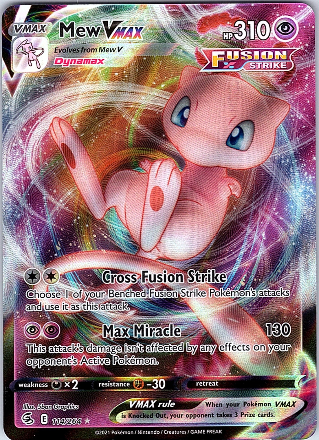 Mew VMAX Ultra Rare SWSH08: Fusion Strike 114/264 NM
