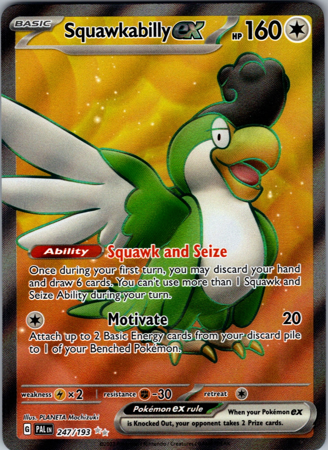 Squawkabilly ex Ultra Rare SV02: Paldea Evolved 247/193 NM