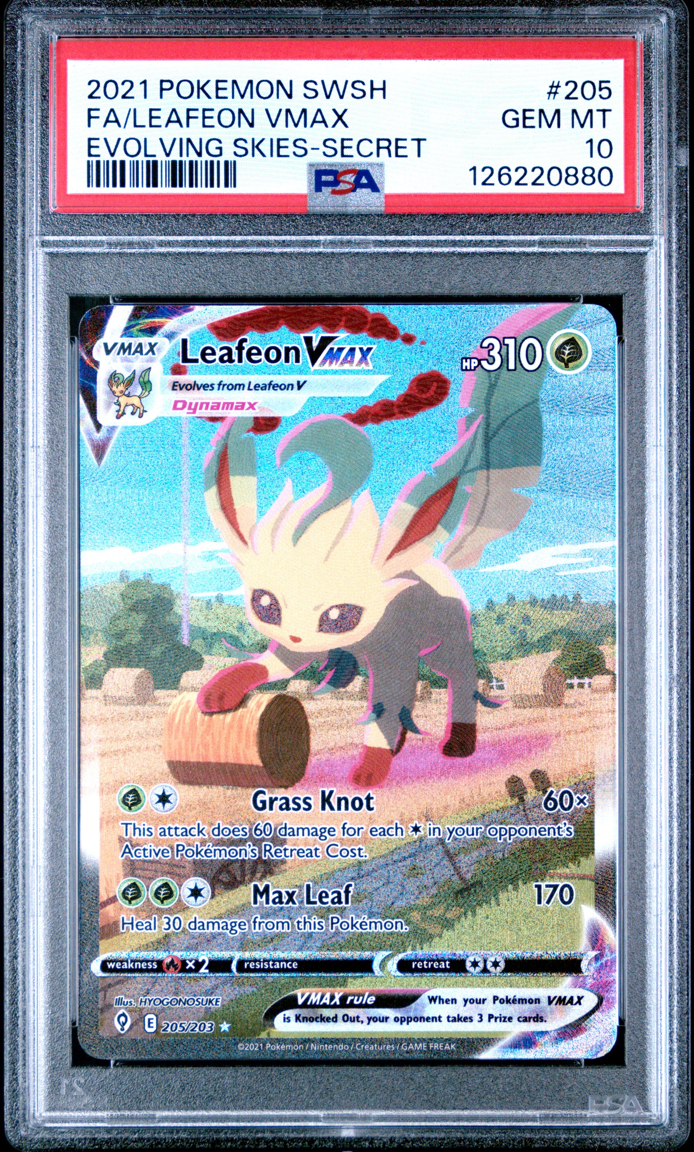 Fa/Leafeon Vmax Evolving Skies-Secret Pokemon Sword & Shield Evolving Skies 205 