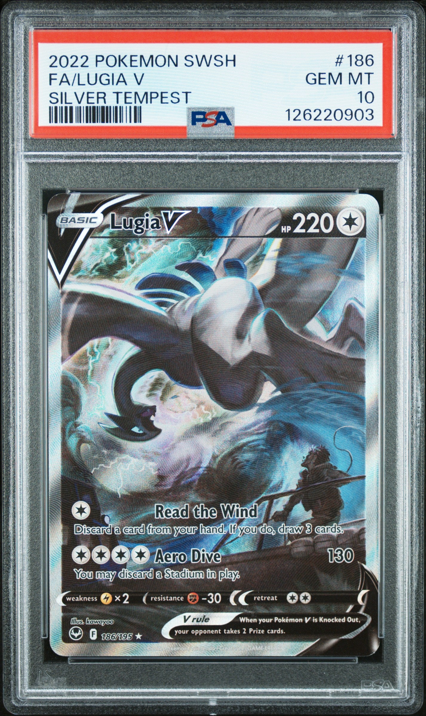 Fa/Lugia V Silver Tempest Pokemon Sword & Shield Silver Tempest 186 PSA 10