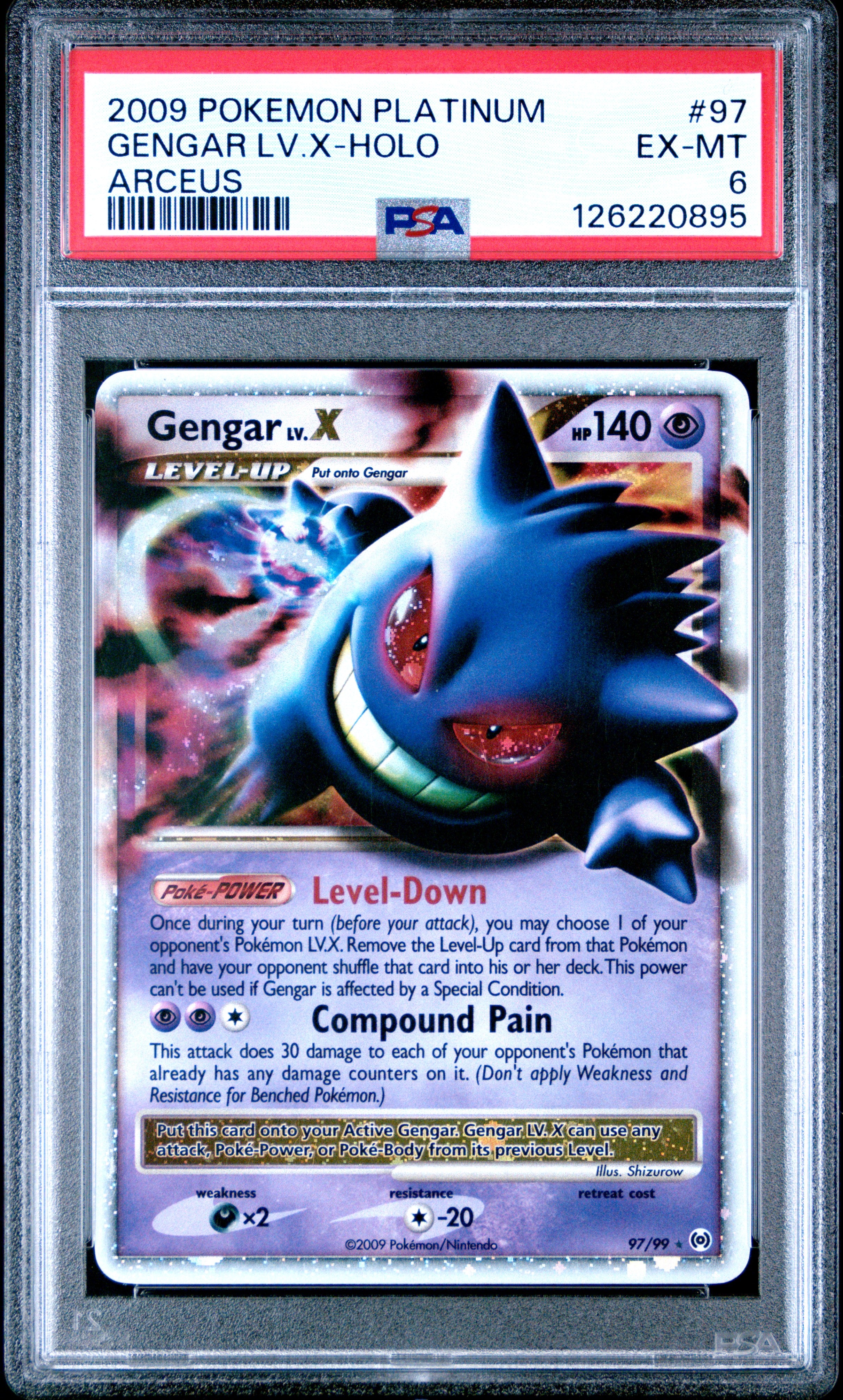 Gengar Lv.X-Holo Arceus Pokemon Platinum Arceus 97 PSA 6