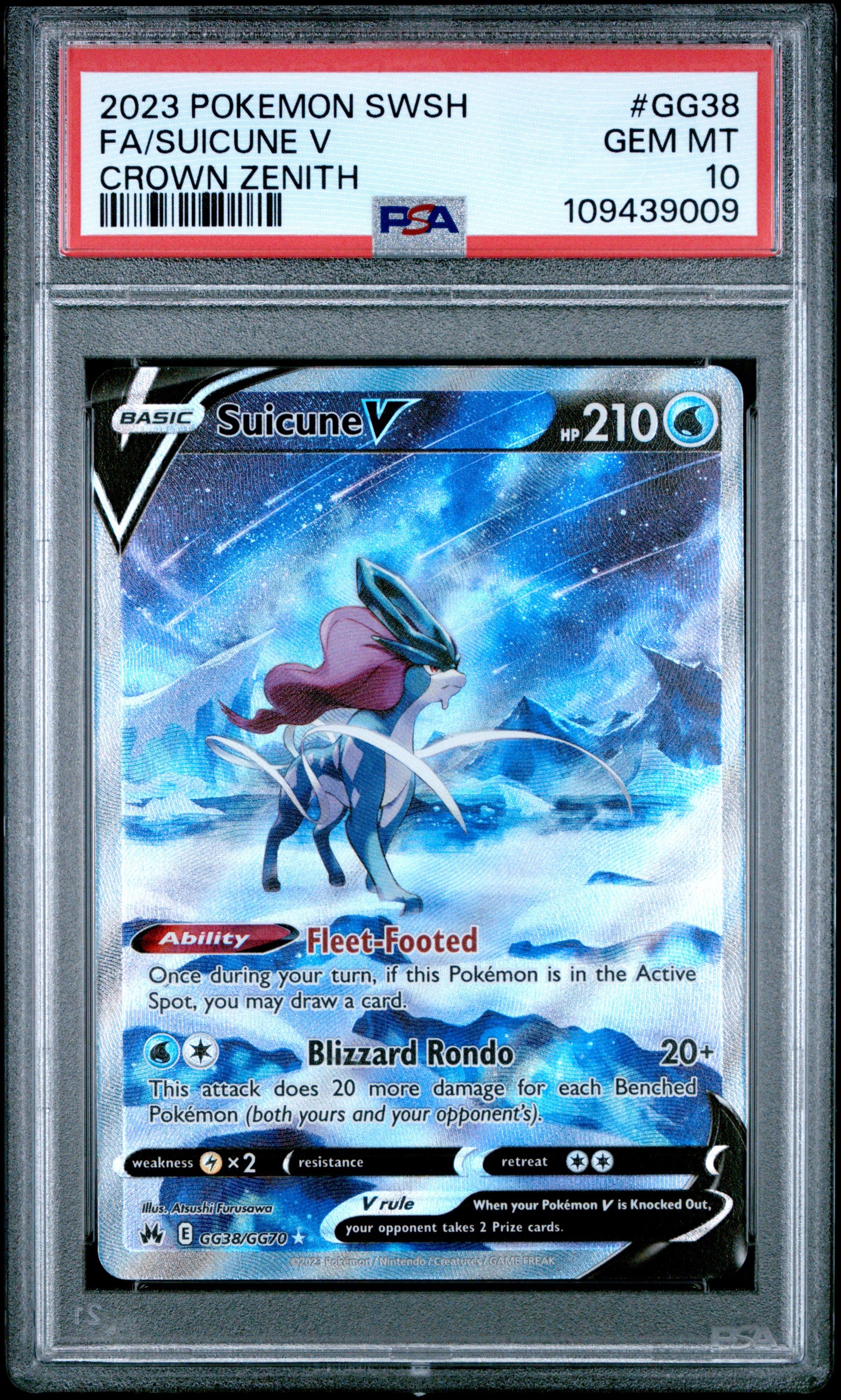 Fa/Suicune V Crown Zenith Pokemon Sword And Shield Crown Zenith GG38  PSA 10