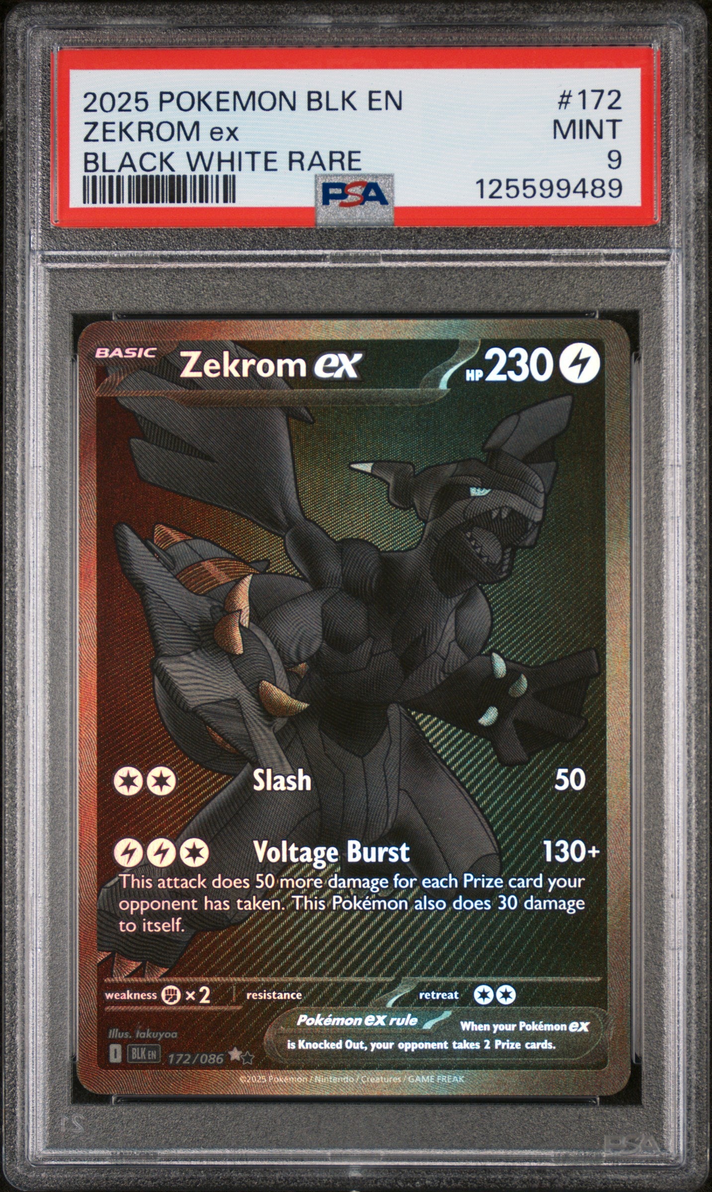 Zekrom Ex Black White Rare Pokemon Blk En-Black Bolt 172 PSA 9