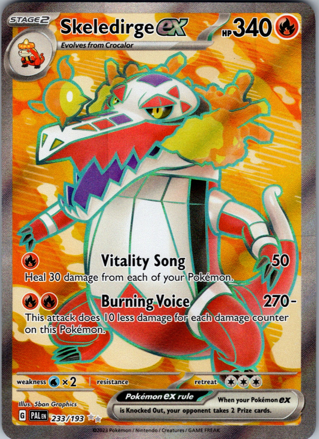 Skeledirge ex Ultra Rare SV02: Paldea Evolved 233/193 NM