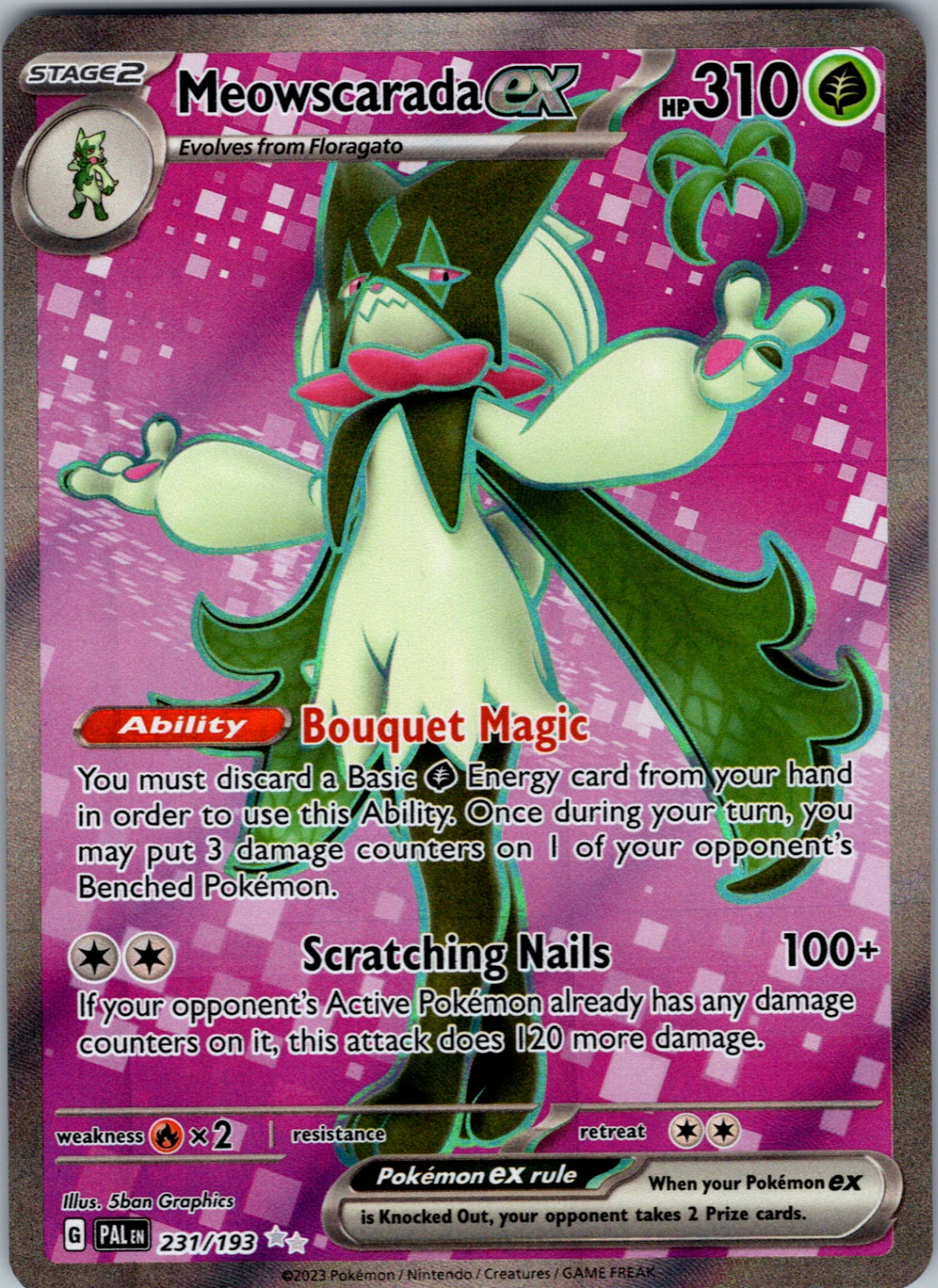 Meowscarada ex Ultra Rare SV02: Paldea Evolved 231/193 NM