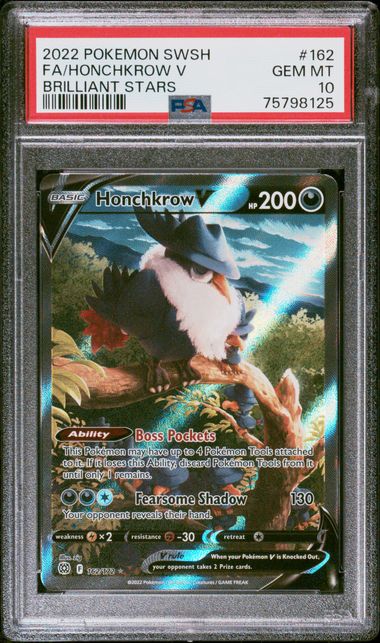 Fa/Honchkrow V Brilliant Stars Pokemon Sword & Shield Brilliant Stars 162 PSA 10