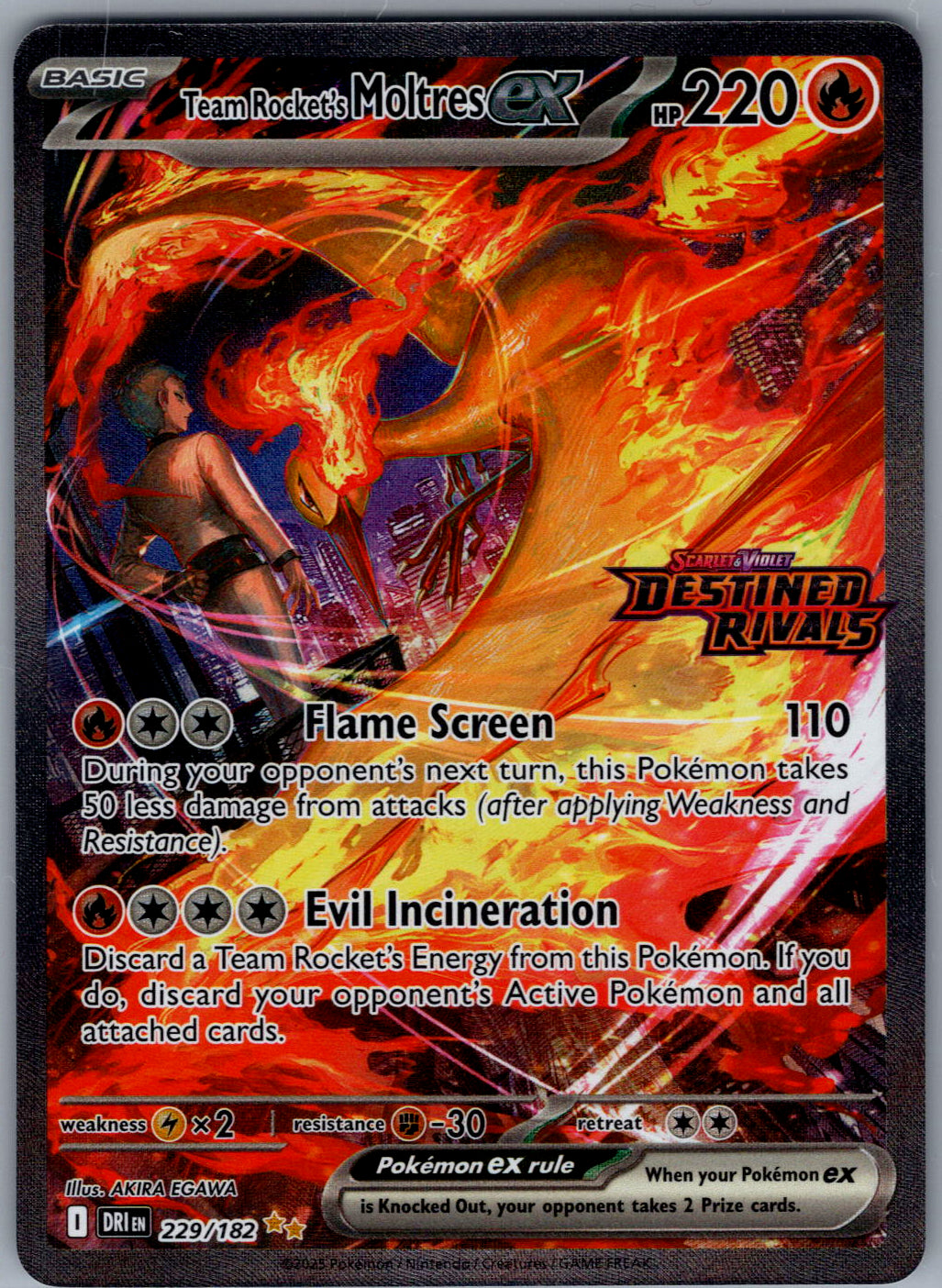 Team Rocket's Moltres ex - 229/182 (Destined Rivals Stamp)