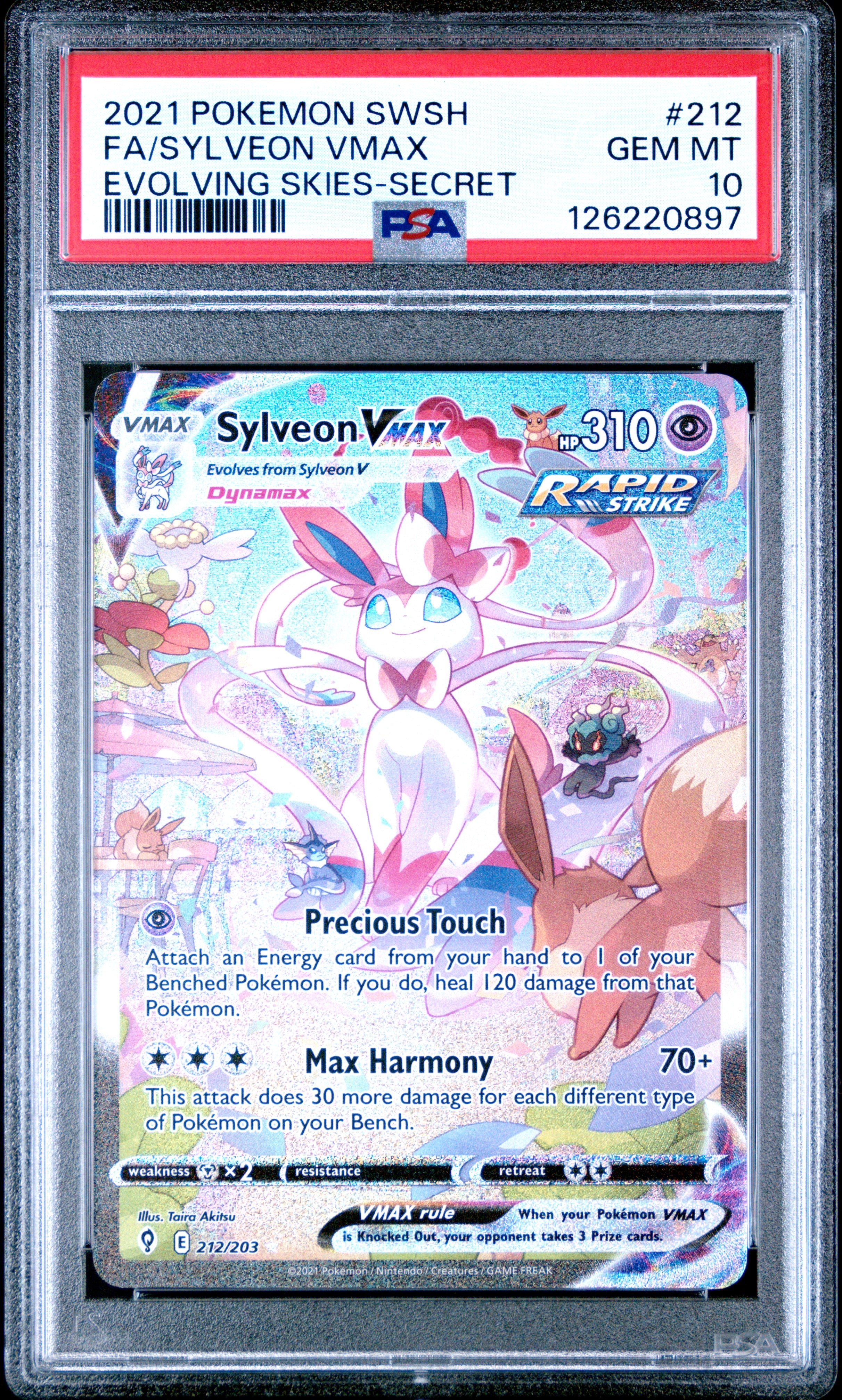 Fa/Sylveon Vmax Evolving Skies-Secret Pokemon Sword & Shield Evolving Skies 212 